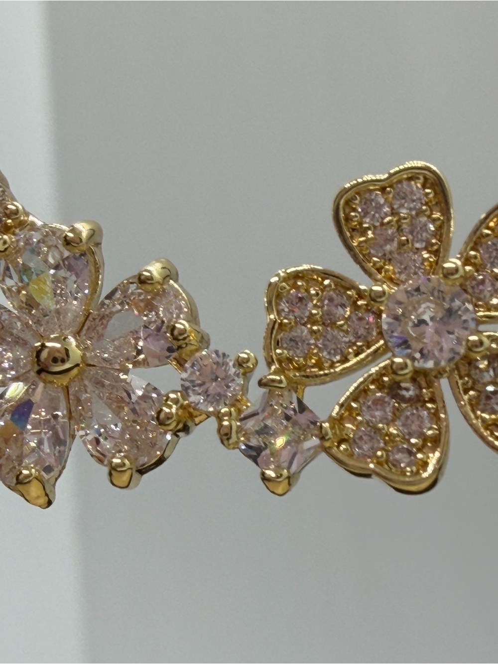 Gold-Plated Cubic Zirconia Floral Necklace